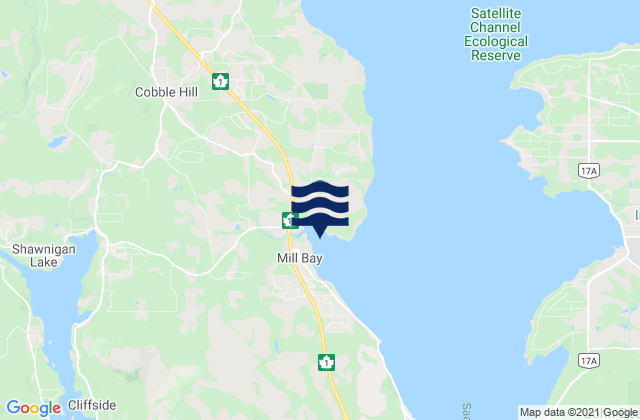 Carte des horaires des marées pour Mill Bay, Canada