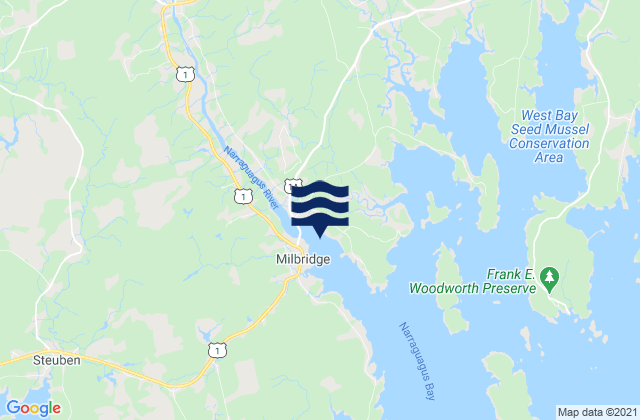 Carte des horaires des marées pour Millbridge Narraguagus River Maine, United States
