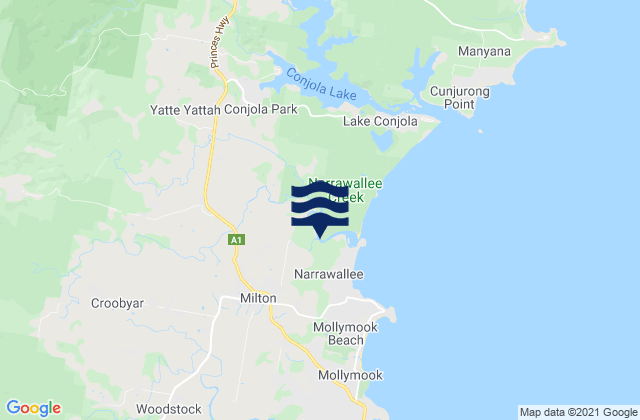 Carte des horaires des marées pour Milton, Australia