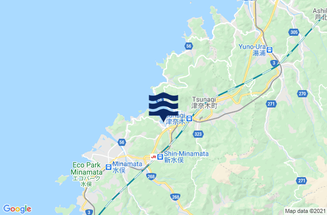 Carte des horaires des marées pour Minamata Shi, Japan