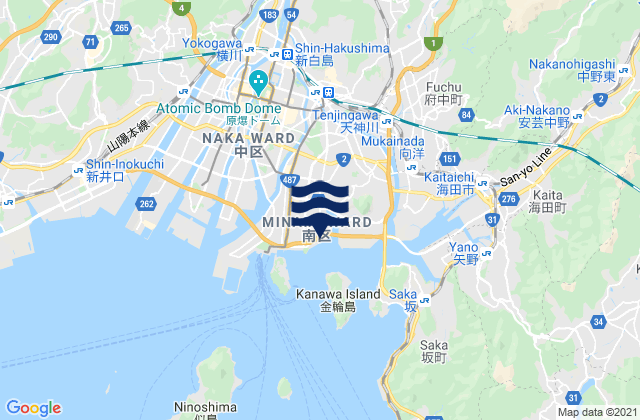 Carte des horaires des marées pour Minami-ku, Japan
