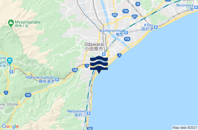 Carte des horaires des marées pour Minamiashigara Shi, Japan