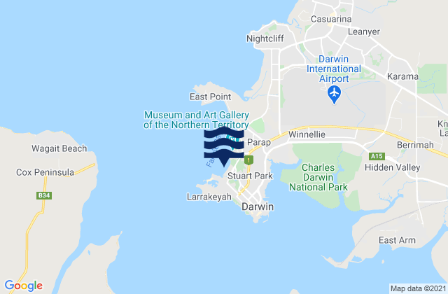 Carte des horaires des marées pour Mindil Beach, Australia