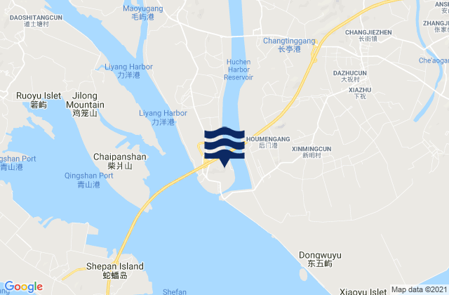 Carte des horaires des marées pour Minggang, China
