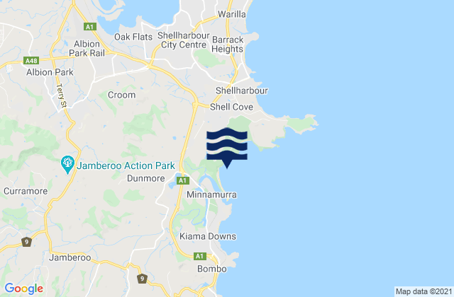 Carte des horaires des marées pour Minnamurra Beach, Australia