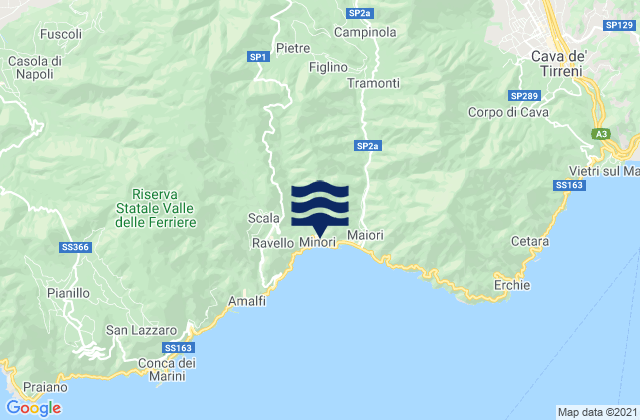 Carte des horaires des marées pour Minori, Italy