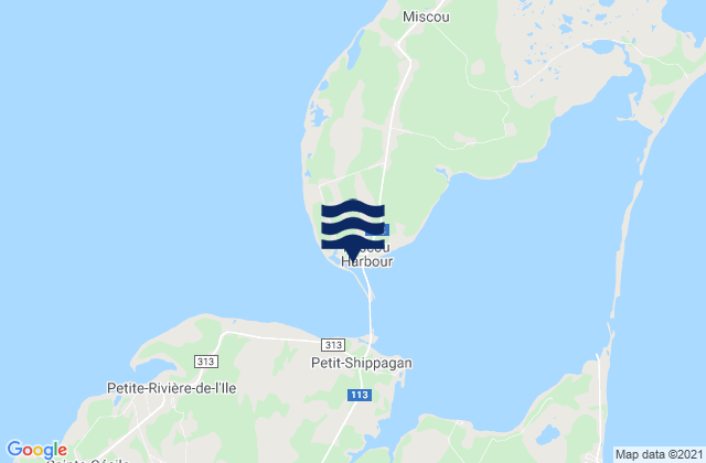 Carte des horaires des marées pour Miscou Harbour, Canada