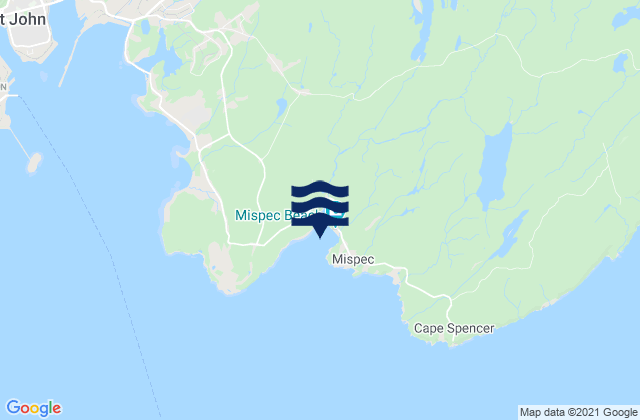 Carte des horaires des marées pour Mispec Bay, Canada