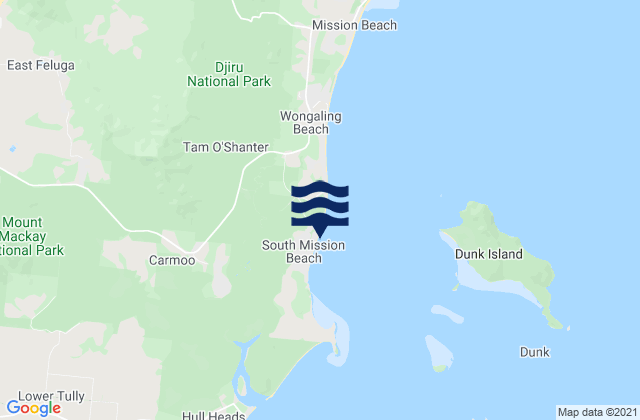 Carte des horaires des marées pour Mission Beach, Australia