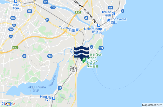 Carte des horaires des marées pour Mito-shi, Japan
