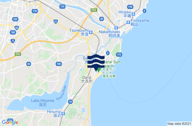 Carte des horaires des marées pour Mito, Japan