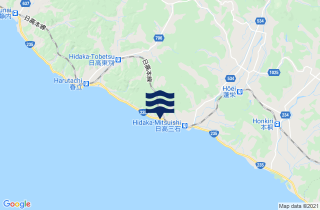 Carte des horaires des marées pour Mituisi, Japan