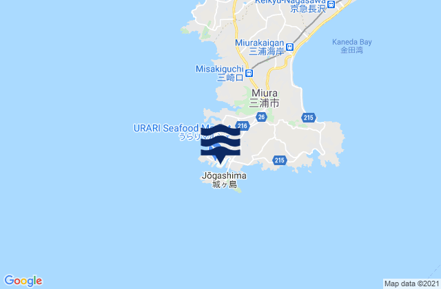 Carte des horaires des marées pour Miura, Japan