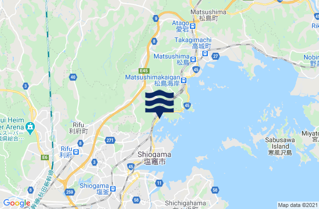 Carte des horaires des marées pour Miyagi-ken, Japan