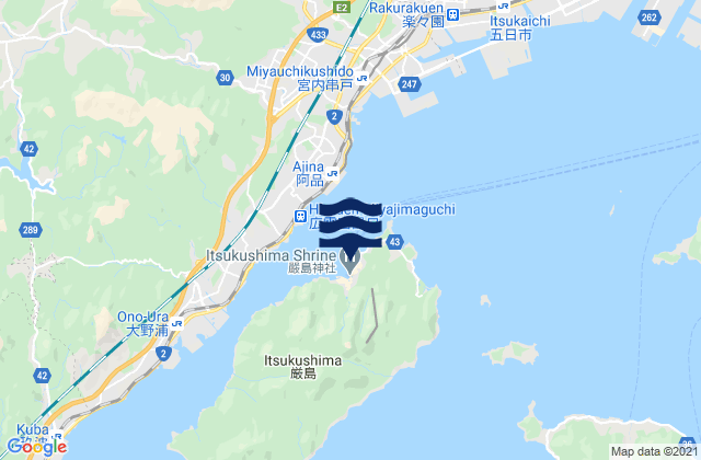 Carte des horaires des marées pour Miyajima, Japan