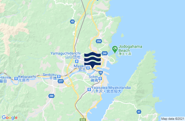 Carte des horaires des marées pour Miyako, Japan