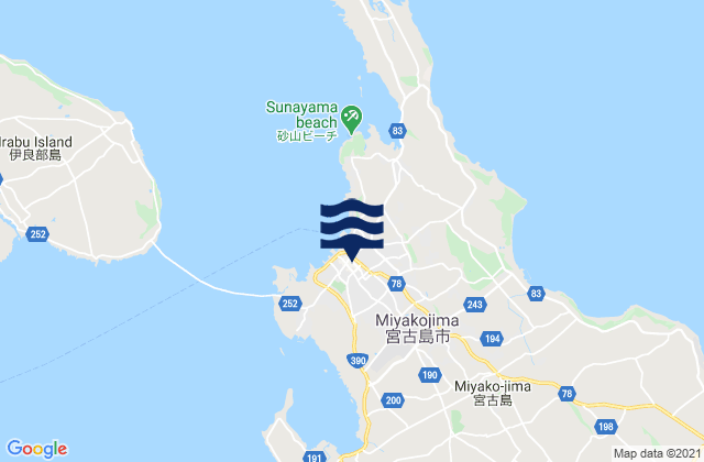 Carte des horaires des marées pour Miyakojima Shi, Japan