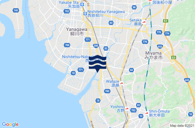 Carte des horaires des marées pour Miyama Shi, Japan