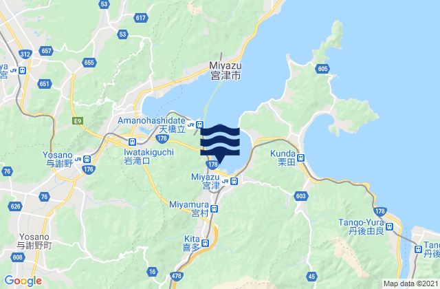 Carte des horaires des marées pour Miyazu, Japan