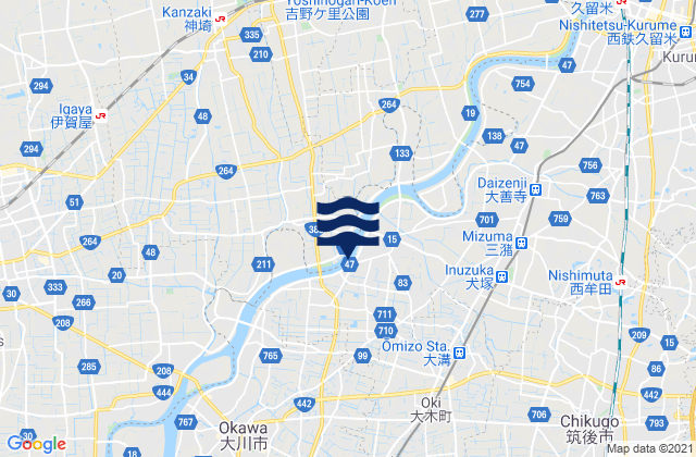 Carte des horaires des marées pour Mizuma-gun, Japan