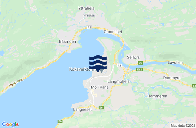 Carte des horaires des marées pour Mo i Rana, Norway