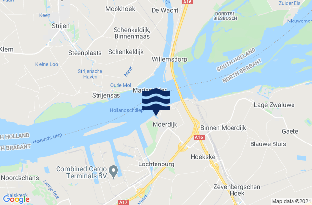Carte des horaires des marées pour Moerdijk, Netherlands