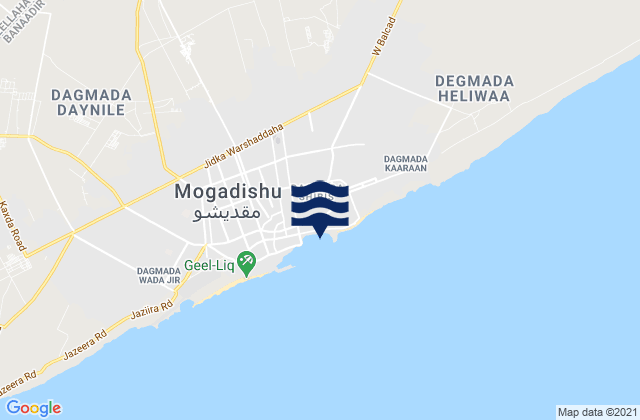 Carte des horaires des marées pour Mogadishu, Somalia