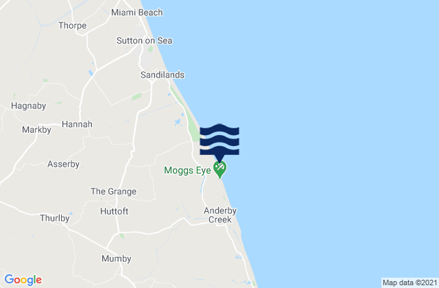 Carte des horaires des marées pour Moggs Eye (Huttoft Beach) Beach, United Kingdom