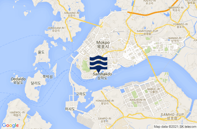 Carte des horaires des marées pour Mogpo, South Korea