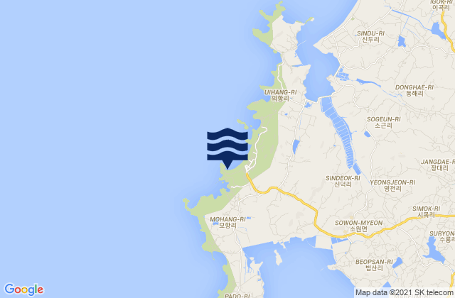 Carte des horaires des marées pour Mohang-ni, South Korea