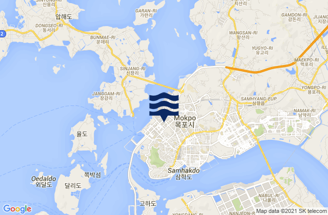 Carte des horaires des marées pour Mokpo-si, South Korea