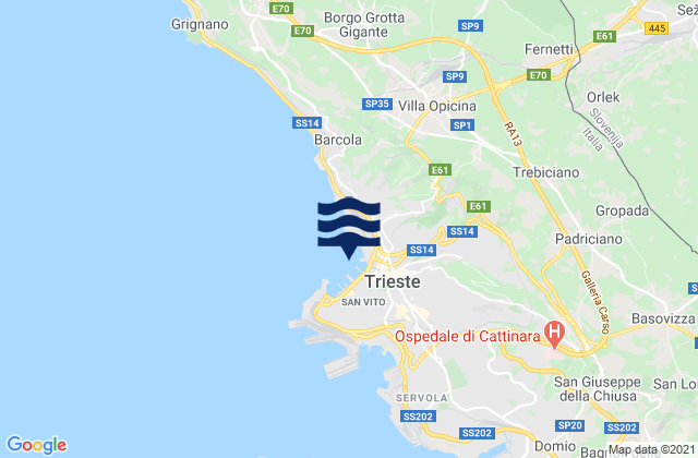 Carte des horaires des marées pour Molo Audace, Italy