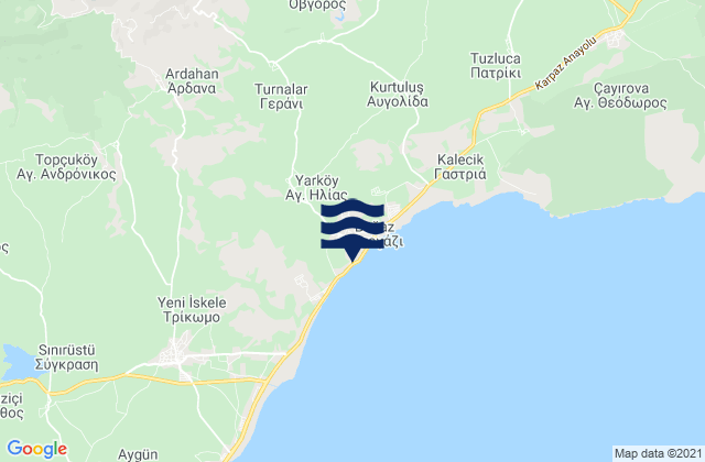 Carte des horaires des marées pour Monargá, Cyprus
