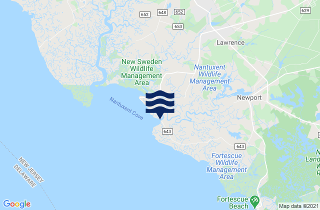 Carte des horaires des marées pour Money Island (Nantuxent Creek Entrance), United States