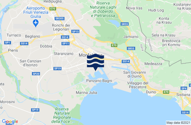 Carte des horaires des marées pour Monfalcone, Italy