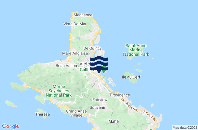 Carte des horaires des marées pour Mont Fleuri, Seychelles