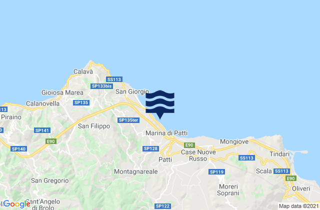 Carte des horaires des marées pour Montagnareale, Italy