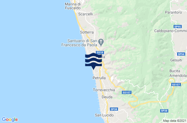 Carte des horaires des marées pour Montalto Uffugo, Italy