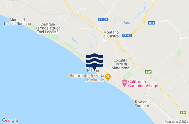 Carte des horaires des marées pour Montalto di Castro, Italy