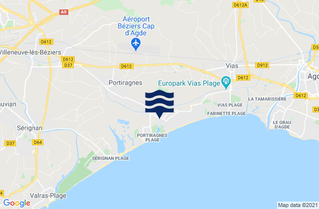 Carte des horaires des marées pour Montblanc, France