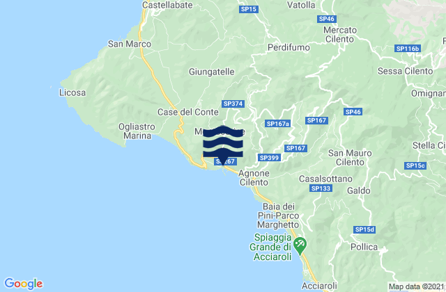 Carte des horaires des marées pour Montecorice, Italy