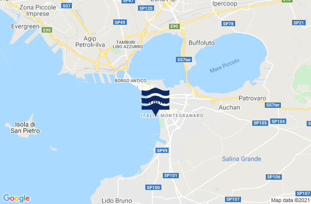 Carte des horaires des marées pour Monteiasi, Italy