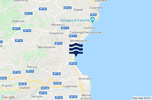 Carte des horaires des marées pour Montepaone, Italy