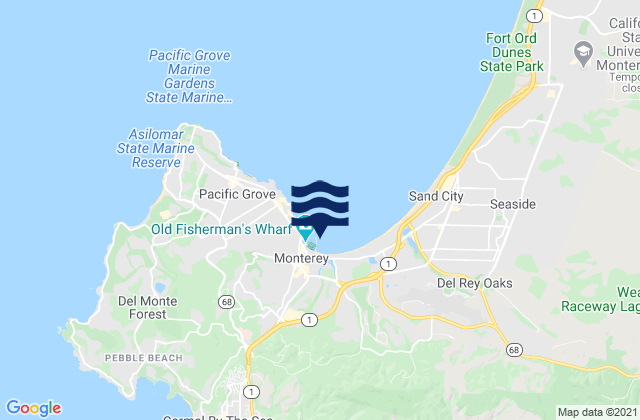 Carte des horaires des marées pour Monterey Monterey Bay, United States