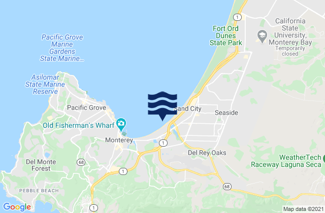 Carte des horaires des marées pour Monterey State Beach, United States