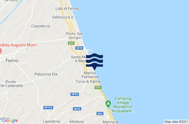 Carte des horaires des marées pour Monterubbiano, Italy