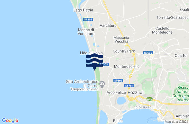 Carte des horaires des marées pour Monterusciello, Italy