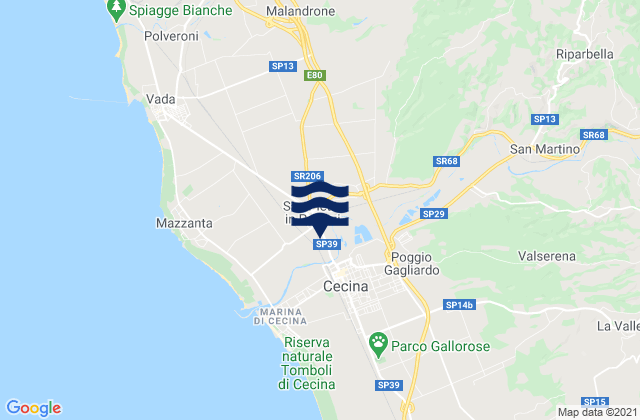 Carte des horaires des marées pour Montescudaio, Italy