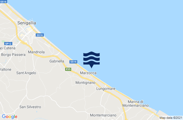Carte des horaires des marées pour Montignano-Marzocca, Italy