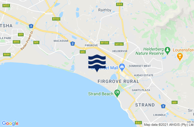 Carte des horaires des marées pour Monwabisi Strand, South Africa